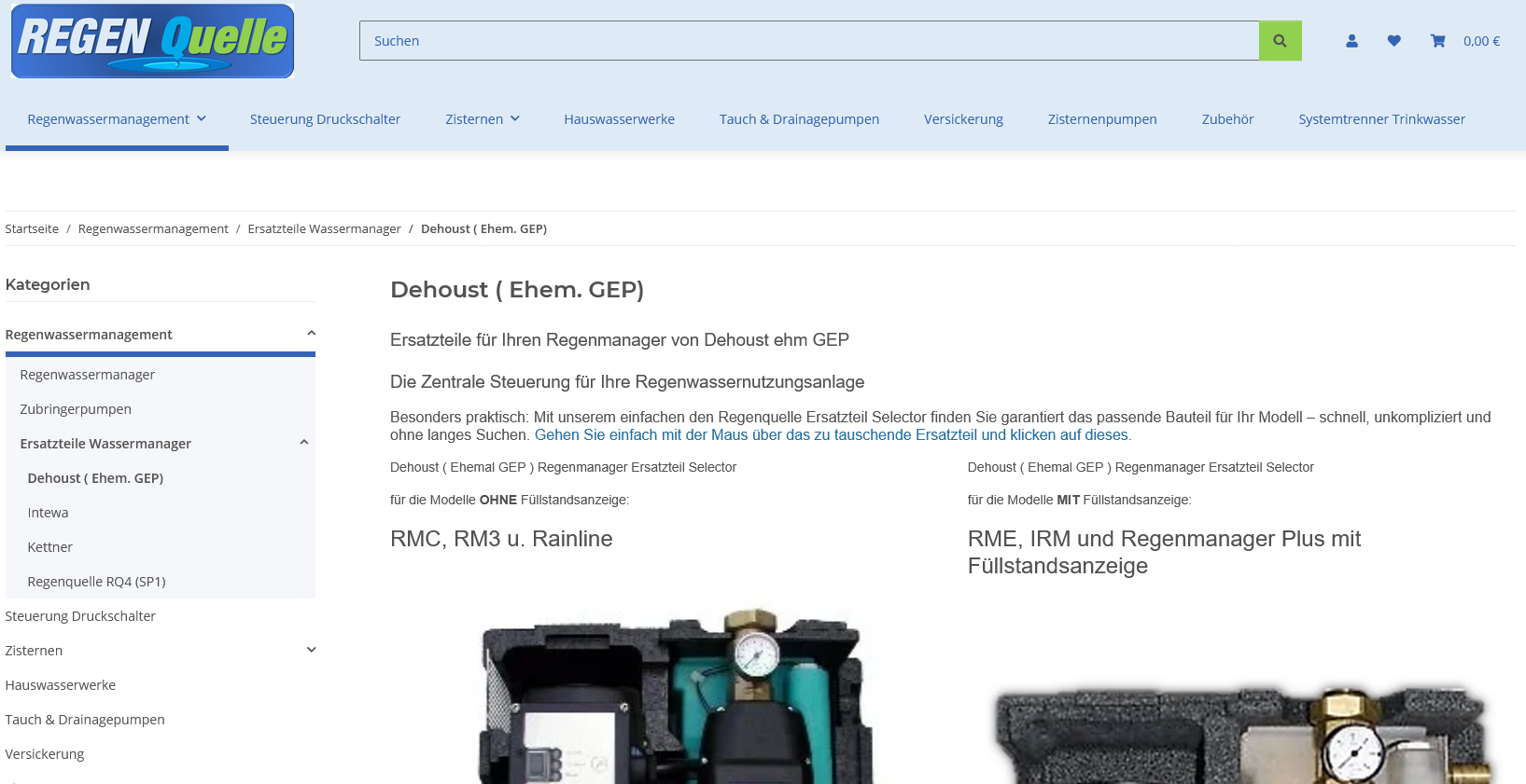 Dehoust GEP Regenmanger Ersatzteil Selector
