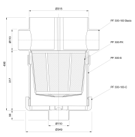 Erdeinbaufilter DN110 mit Korb begehbar mit Abeckung schwarz