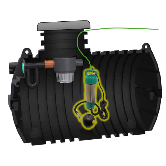 Zisterne Komplet-Set Eco PE 3300l inkl. Filter und Siphon & Wilo Automatikpumpe